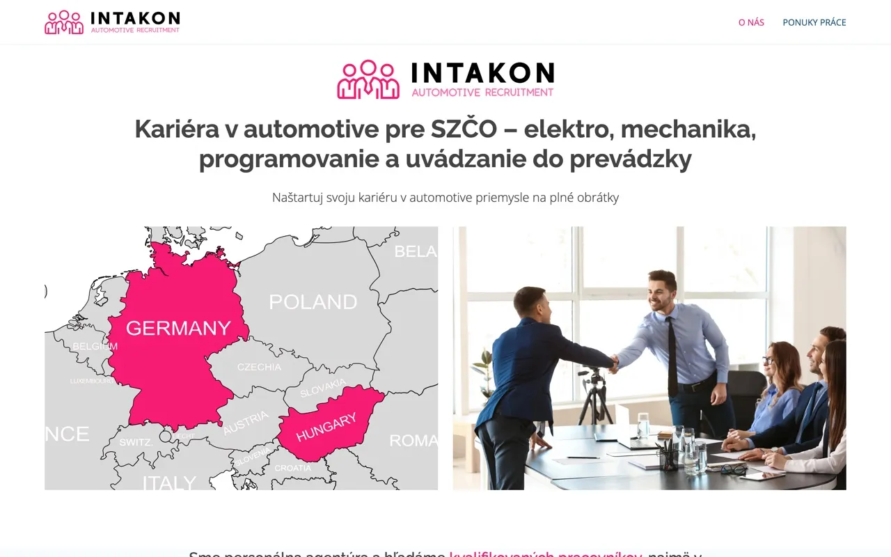 Webová stránka Intakon