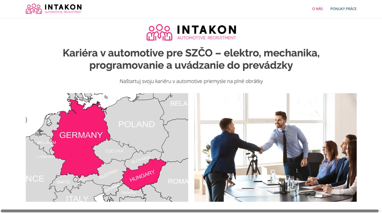 Intakon – screenshot webu